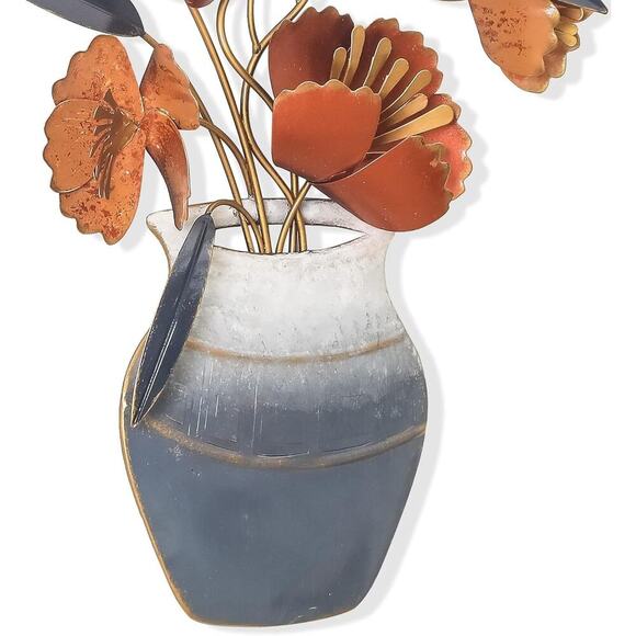 HOMEBEEZ Metal Flower Metal Wall Decor 15.75" x 19.49" Retro-Orange New - Picture 6 of 7